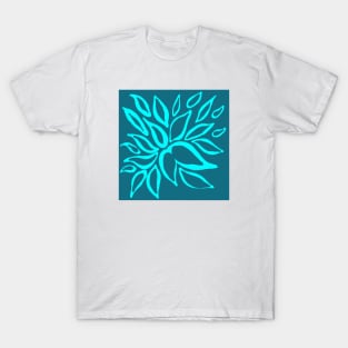 turquoise leaves pattern T-Shirt